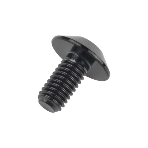 Close-up of a Titanium Button Torx Head Bolt M6x12mm for Bike and Motorcycle, showing black finish and threaded shaft.