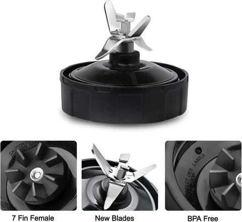 Premium Grade 7 Fin Stainless Steel Blender Blade Replacement For High Speed Blender Cups With Leakproof Sealing Ring