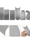 Image of 2 Set Multi Shaped Steel Card Scrapers For Woodworking And Cabinet Fixes With Comfy Grips for surface leveling.