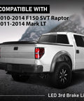 G-PLUS LED 3rd brake light for Ford F-150 SVT Raptor/Lincoln Mark LT, installed on white pickup