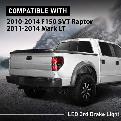 G-PLUS LED 3rd brake light for Ford F-150 SVT Raptor/Lincoln Mark LT, installed on white pickup