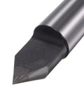 Close-up of a Half Notched MT3 Tungsten Steel Lathe Dead Center 3MT Morse Taper 60 Degree Woodturning Tool with hardened tip and black finish.