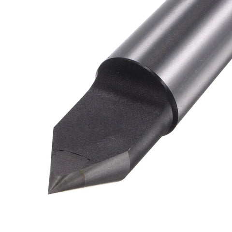 Close-up of a Half Notched MT3 Tungsten Steel Lathe Dead Center 3MT Morse Taper 60 Degree Woodturning Tool with hardened tip and black finish.