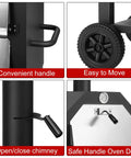 Close-up views of Wood Fired Outdoor Pizza Oven For Backyard Cooking With 12 Inch Pizza Stone Peel Grill Rack And Waterproof Cover features.