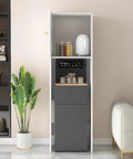 Bottom Loading 5 Gallon Water Dispenser Cabinet With Hidden Storage And Hot And Cold Water For Home And Office, Gray Finish