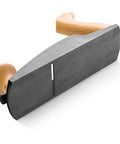 Low Angle Smoothing Plane Loaded With Extra Hhs Blades For Gnarly Figured Lumber Keeps Tearout Outta Sight And Yields A Clean Pass So Finishes Turn Out Hella Sweet On The Bench viewed from a low angle, showcasing wooden handle and steel blade.
