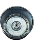 Beefed-Up Heavy-Duty Trailer Bearing Protectors 1.98 Inch Cap With Rubber Boots, Press-In Fit, top view of metal cap interior