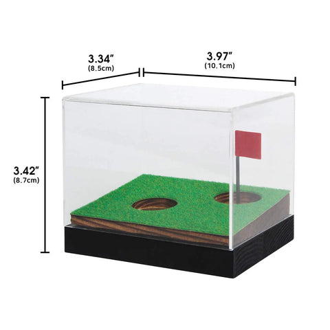 Clear Acrylic Golf Ball Display Case With Wood Base Dustproof Transparent Holder For Souvenir Golf Balls One Hole Design With Flag