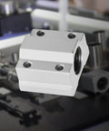 Front view of SCS6UU Linear Ball Bearing Aluminum Slide Block, Set Of 4, 6mm Inner Diameter, 25mm Length, 4 Rows Of Steel Balls