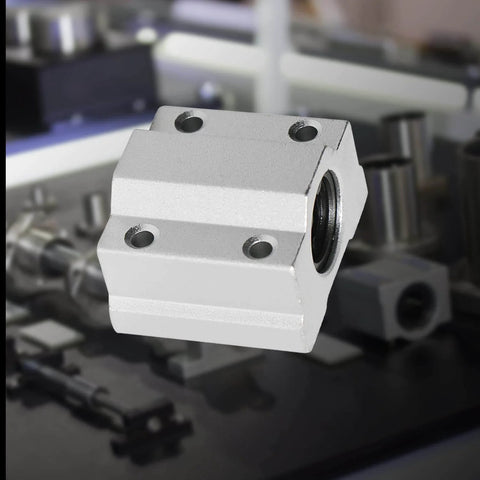 Front view of SCS6UU Linear Ball Bearing Aluminum Slide Block, Set Of 4, 6mm Inner Diameter, 25mm Length, 4 Rows Of Steel Balls