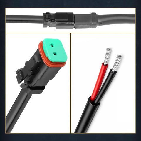 Hassle Free Universal Wiring Harness With Deutsch Dt Connectors And Dtp Adapters 2 Pin Wire Extension Kit showing connectors and wires.