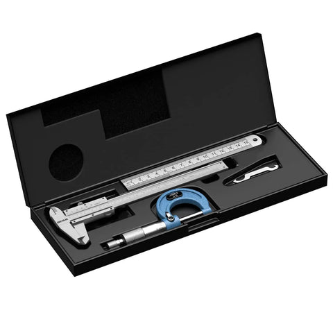 Pro Grade Measuring Kit With Vernier Caliper 0 To 6 Inches 0.001 Inch Precision External Micrometer 0 To 1 Inch Stainless Steel Ruler set