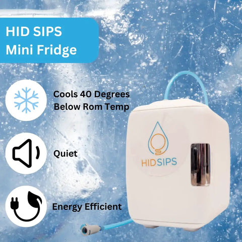 Water Dispenser And Mini Fridge All In One For Bedroom Nightstand And Office Quick Access To Cold Water With 4L Fridge.