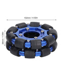 4-inch aluminum alloy robot wheels omnidirectional hub components, two wheel DIY set for toy robots, black silicone rollers