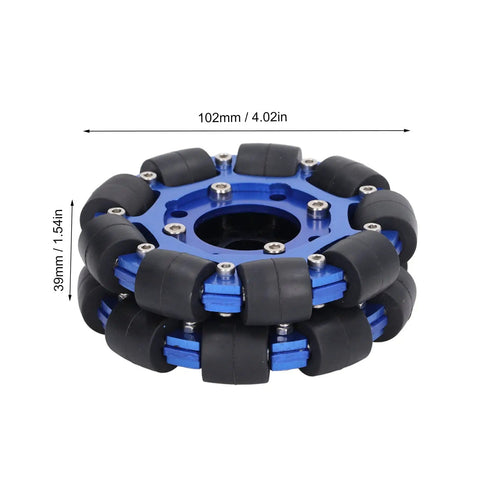 4-inch aluminum alloy robot wheels omnidirectional hub components, two wheel DIY set for toy robots, black silicone rollers