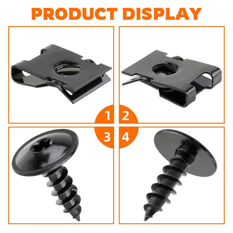 30 Piece Fender Screw Bolt U Nut Kit With 15 U Nuts And 15 Screws For Bumper Cover Shield And Grille Spoiler Fit For Audi A3 A4