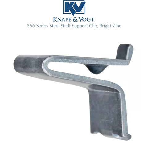 Side view of zinc shelf support clip for 233 and 255 standards, pilaster for built-in shelving, silver finish.
