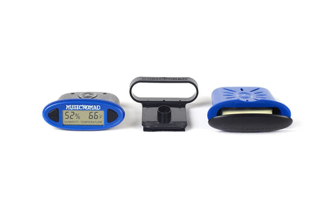 Premium Humidity Care System With Humitar And HumiReader 3 In 1 Digital Hygrometer showing components on white surface
