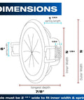 Speedy’Z Spring-Lock Cable Pass Port, 2-inch, illustrated dimension diagram showing outer/inner width and spring.