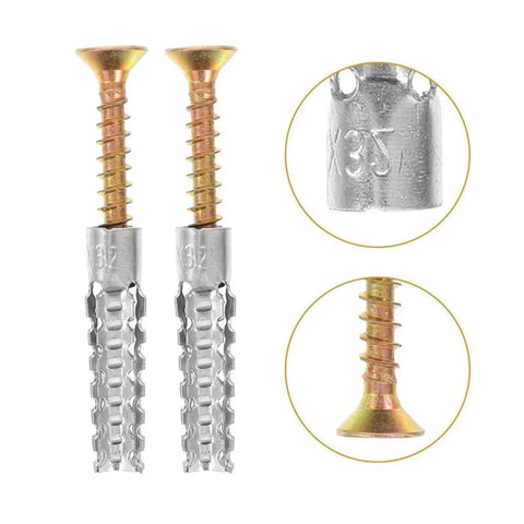 Heavy Duty Hollow Wall Anchor Kit Rock Solid Expansion Bolts For Drywall And Plaster showing 8mm hollow anchors and screws.