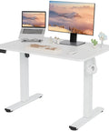 Electric Standing Desk With Adjustable Height Sit Stand Computer Table For Home Office 40x24 Inch White Desk Ergonomic Design