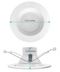 Dope LED Recessed Retrofit Downlight Kit 5 And 6 Inch Dimmable Can Light dimensions shown, top and side view with measurements