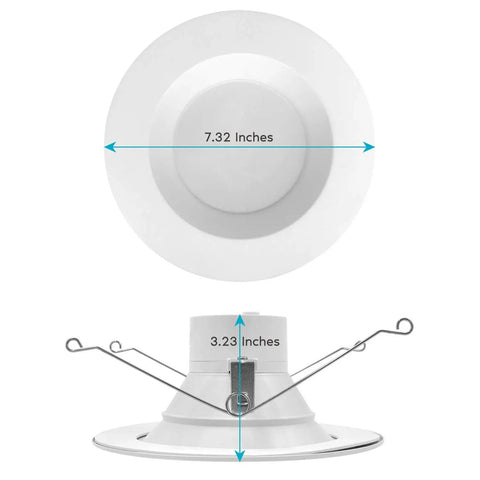 Dope LED Recessed Retrofit Downlight Kit 5 And 6 Inch Dimmable Can Light dimensions shown, top and side view with measurements