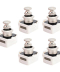 Five Push Button Cabinet Latch With Locking Handle For RV Camper Motorhome And Yacht Doors 14 To 18mm Thick With 20mm Mount Hole Zinc Alloy ABS White Base Pearl Nickel Finish