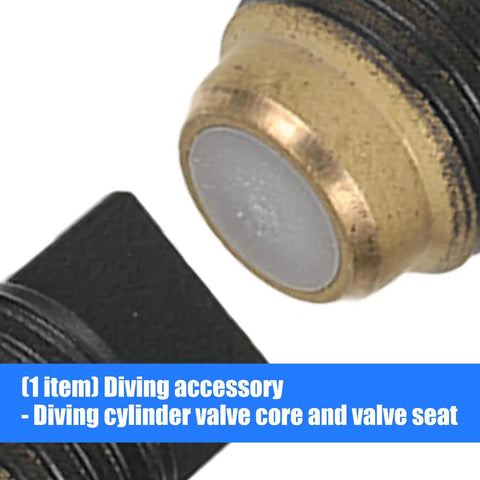 Close-up of Pro-Grade Fast Install Diving Valve Core And Seat System Kit For Scuba Tanks showing brass threading and ABS material