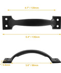 Black Barn Door Handles 20 Pack 5.4 Inch Vintage Gate Cabinet Pulls For Kitchen Cupboard Furniture Drawer Hardware Durable Metal Construction With 80 Screws Included Super Easy Install dimensions diagram