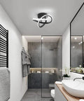 Modern LED Ceiling Light 22W Spiral Design Fixture 6500K Cool White 2000 Lumens Flush Mount in a sleek bathroom setting