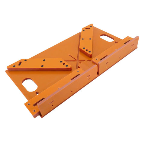 Straight Shooter Door And Window Casing Cutting Guide For Crisp Miter Corners With Adjustable Clamping Bar and Thick Insulating Base.