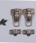 Vintage Wooden Box Hasps And Cabinet Toggle Latches Set 2 Pack Antique Brass Duckbilled Catch with screws