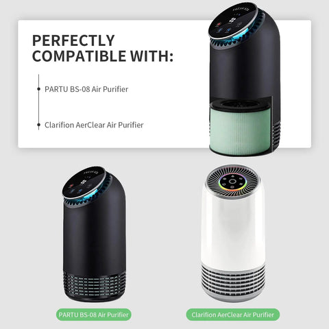 PARTU and Clarifion AerClear Air Purifiers, compatible with 4 Pack Main Filter Replacement For PARTU BS08 AerClear Air Purifier