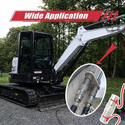 Hoqqf 1/2 in NPT flat-face hydraulic couplers with dust covers; pair of skid-steer quick-connect fittings.