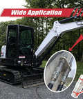 Hoqqf 1/2 in NPT flat-face hydraulic couplers with dust covers; close-up of silver metal fittings on skid-steer hoses