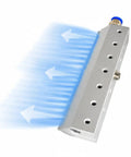 Heavy Duty Aluminum Air Knife Blower With Quarter Inch Port for airflow and dust cleanup on factory floors.