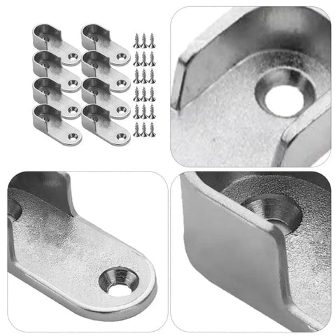 Beefy Heavy Duty Zinc Alloy Closet Rod End Support Bracket For Clothes Hanging Bar, Silver, close-up of bracket and screws