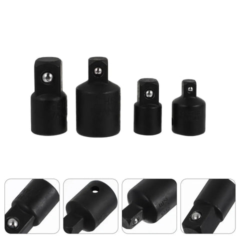 Ultimate Black Sleeve Converter Kit With 4 Sturdy Socket Adapters Perfect For Daily Auto Repair And Modification Plus Tough Impact Wrench Tools That Never Break, four black impact socket adapters