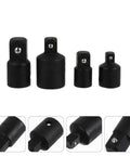 Heavy Duty Black Tool Steel Ball Bearing Socket Adapter Set For Drive Conversion Fits Impact Wrench And Automotive Maintenance Projects Made To Last, four sizes