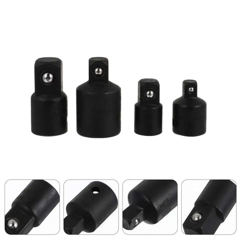Heavy Duty Black Tool Steel Ball Bearing Socket Adapter Set For Drive Conversion Fits Impact Wrench And Automotive Maintenance Projects Made To Last, four sizes