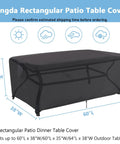 Outdoor Dining Table Cover For 60 Inch Rectangle Patio Table Waterproof And Fade Resistant Heavy Duty Furniture Cover For All Weather Protection UV Guard 60 Inch Long 38 Inch Wide 28 Inch High