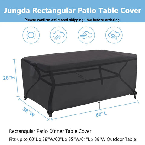 Outdoor Dining Table Cover For 60 Inch Rectangle Patio Table Waterproof And Fade Resistant Heavy Duty Furniture Cover For All Weather Protection UV Guard 60 Inch Long 38 Inch Wide 28 Inch High