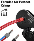 Crimping tool with red cables using Ultimate Wire End Ferrule Kit 1200pcs for stripped wires insulated ferrule crimp pins