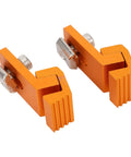 Top Notch Low Profile Aluminum Tiger Claw Side Clamps For 3018 Pro Ultra CNC Machine T Track, side view of orange clamps.