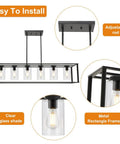 Modern Kickin Farmhouse Pendant Lighting For Kitchen Island With Black Finish, Square Metal Cage, Industrial Chandelier