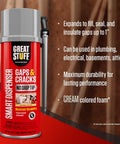 Smart Dispenser Gap And Crack Foam Sealant Cream 12 Ounce For Drafts And Leaks No Drips Mess Free Application Precision Control