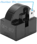 4.7 Ohm One Pin Refrigerator Starter Relay Kit With Overload Protector One Half HP for Danby Vissani Refrigerators QP2-4R7