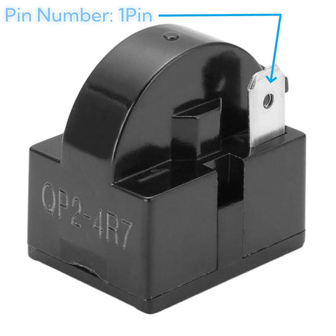4.7 Ohm One Pin Refrigerator Starter Relay Kit With Overload Protector One Half HP for Danby Vissani Refrigerators QP2-4R7