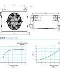 Technical diagram of Heavy Duty Plate Heat Exchanger Cooling Unit With 1.1kW Power, 30 L Per Minute Flow, Dual Voltage Compatibility.